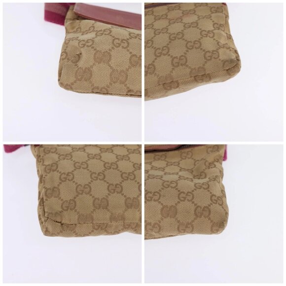 GUCCI GG Canvas Sherry Line Waist Bag Beige Pink Silver 28566 Auth 144532 - Picture 14 of 16